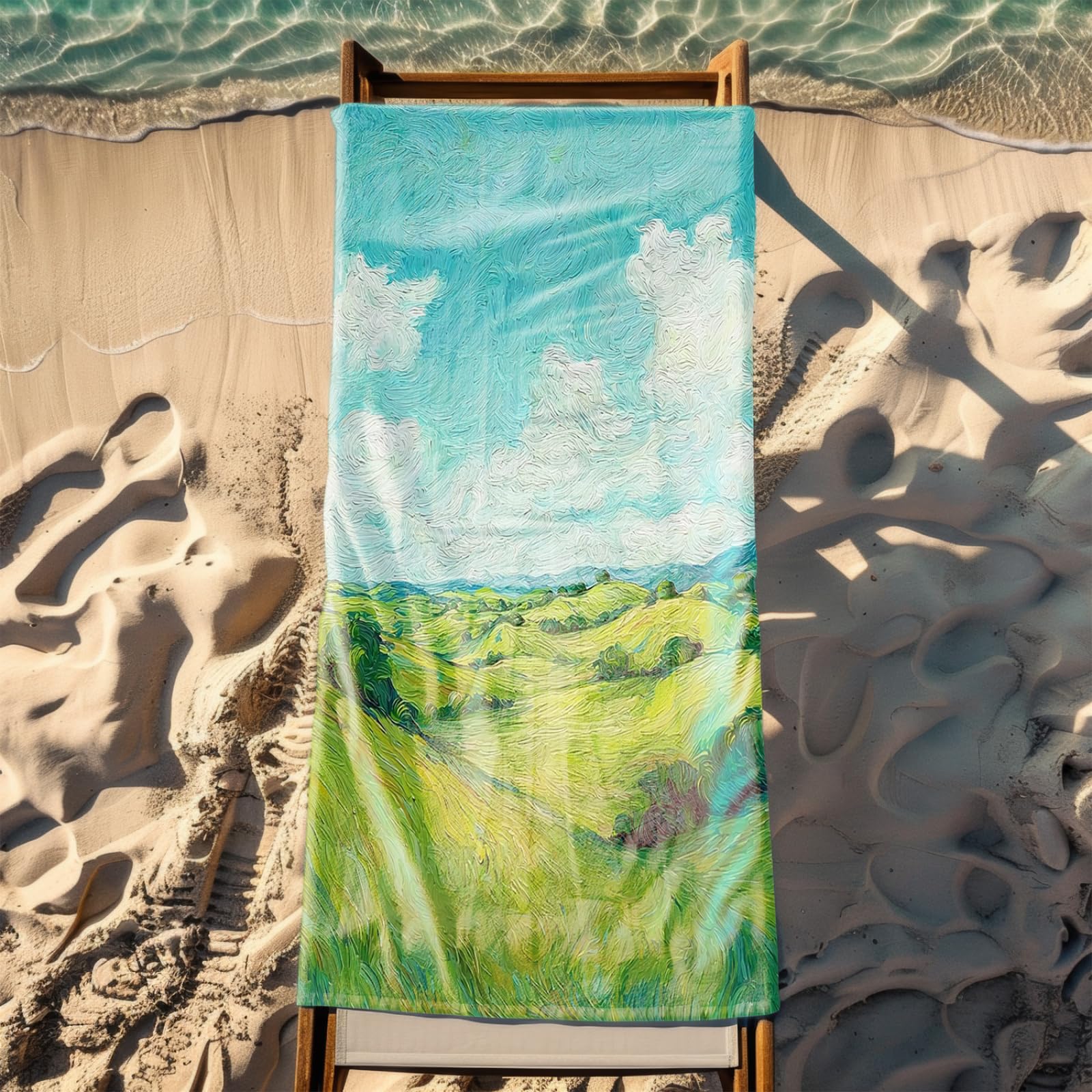 Genérico Toalla Playa 90X180 Azul Verde Abstracto Grande Toallas de Playa Microfibra Ligera Secado Rápido Sin Arena para Mujer Hombre Viajes Vacaciones Natación Camping