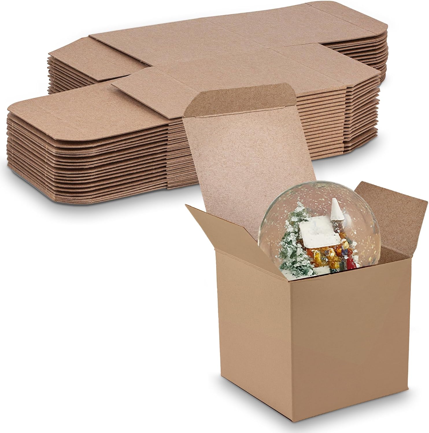 MT Products Tuck Top Kraft Paper Board 4" x 4" x 4" - Gift Boxes Packaging - Pack of 30