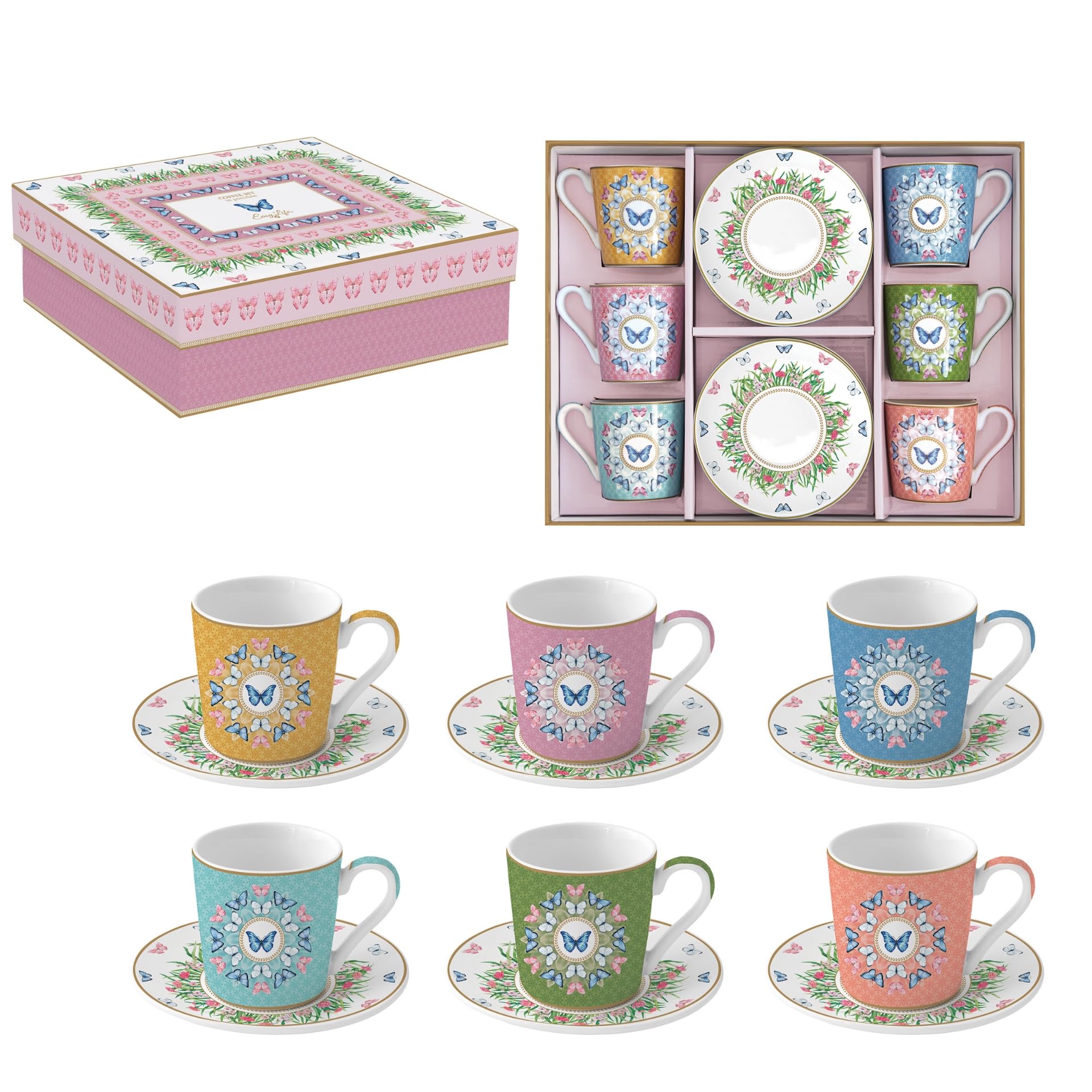 Easy Life PUDEŁKO 6 KUBEK DO CAFE 10CL PORCELANOWY