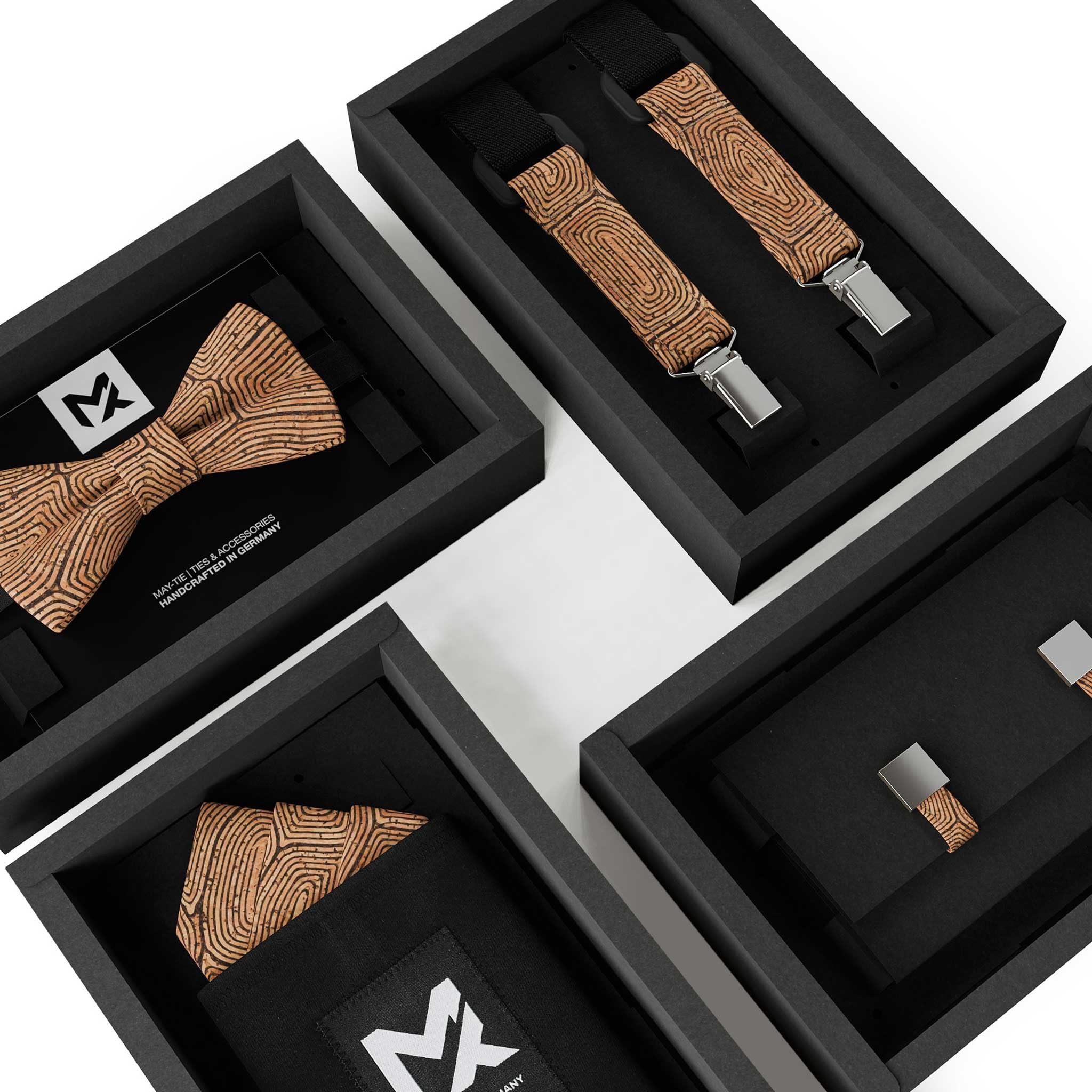 Papillon da Uomo in Sughero | Kambium Marrone | Papillon Vegano | Classic Butterfly | Accessorio da Matrimonio | Fatto a Mano in Germania