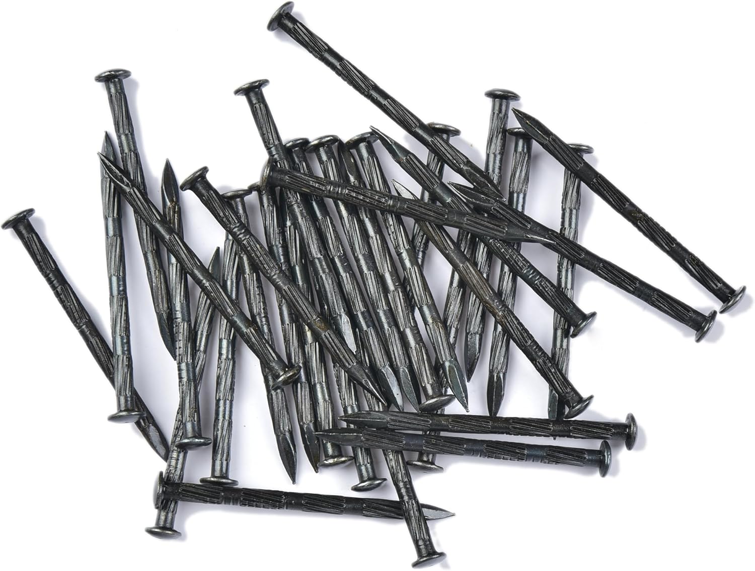 3.1 inch (80 mm) Length Fluted Hardened High Carbon Steel Point Tip Wall Masonry Concrete Black Nails (25 pcs.)