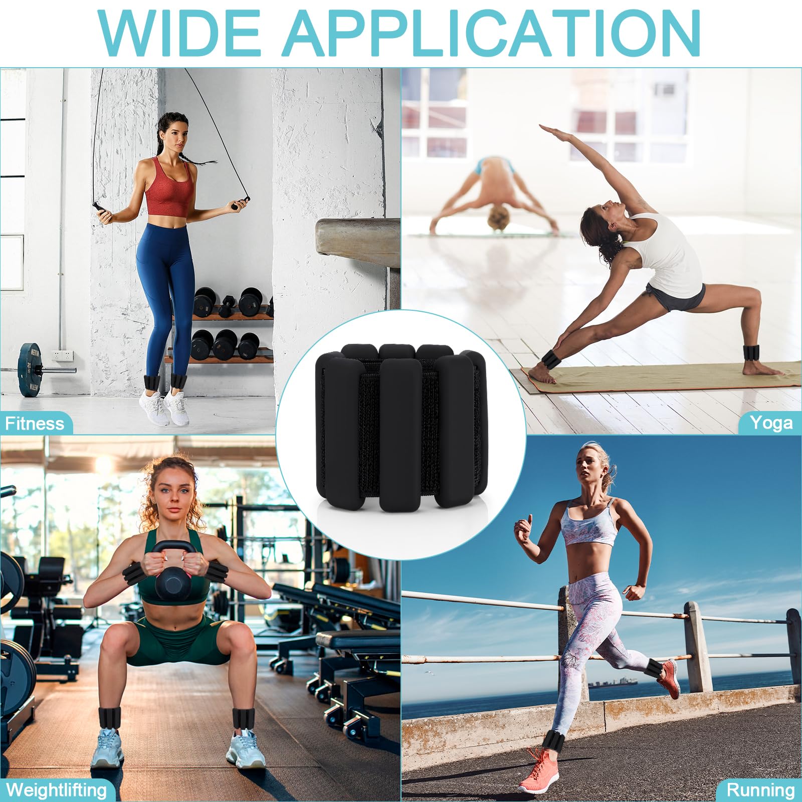Auauraintt Set di pesi regolabili per polsi e caviglie, 2 pezzi (0,45 kg ciascuno) – Braccialetti portatili per yoga, danza, pilates, cardio, aerobica e camminata