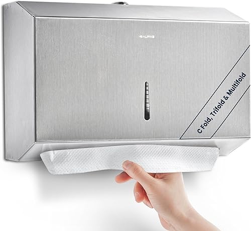 Miniatura 8 de Alpine - Dispensador de toallas de papel comercial para soporte de pared para toallas de papel multipliegue, triple y plegado en C, dispensador de