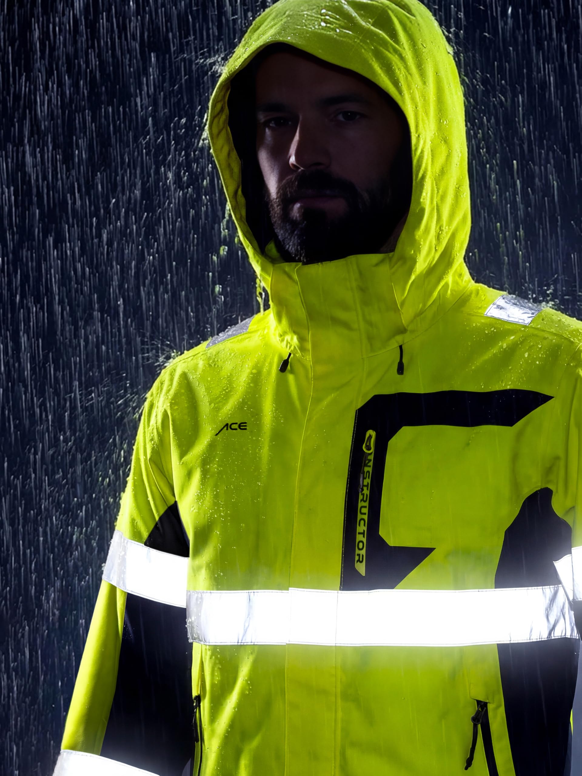 ACE Constructor HiViz Kurtka przeciwdeszczowa – wodoodporna kurtka ostrzegawcza z elementami odblaskowymi i kapturem – zgodna z normami EN ISO 20471 i EN 343 – rozmiary od S do 4XL