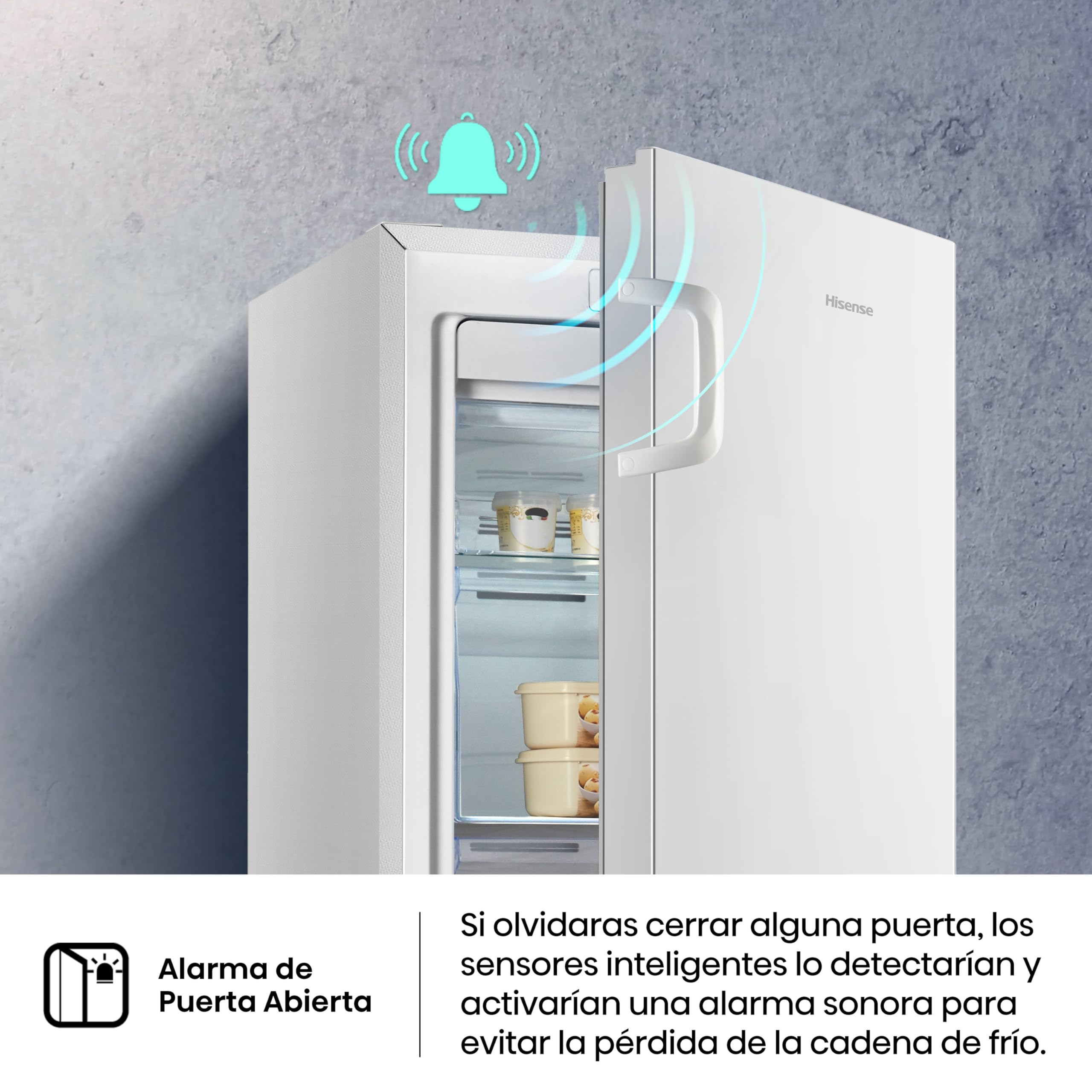 Hisense Congelador FV191N4AW2, TotalNoFrost/Superfreeze/ Alarma de puerta, Multiflow 360°/ BigBox/ 143,4 cm/ compartimento congelador 147 l/ 41 dB/ 205 kWh/blanco