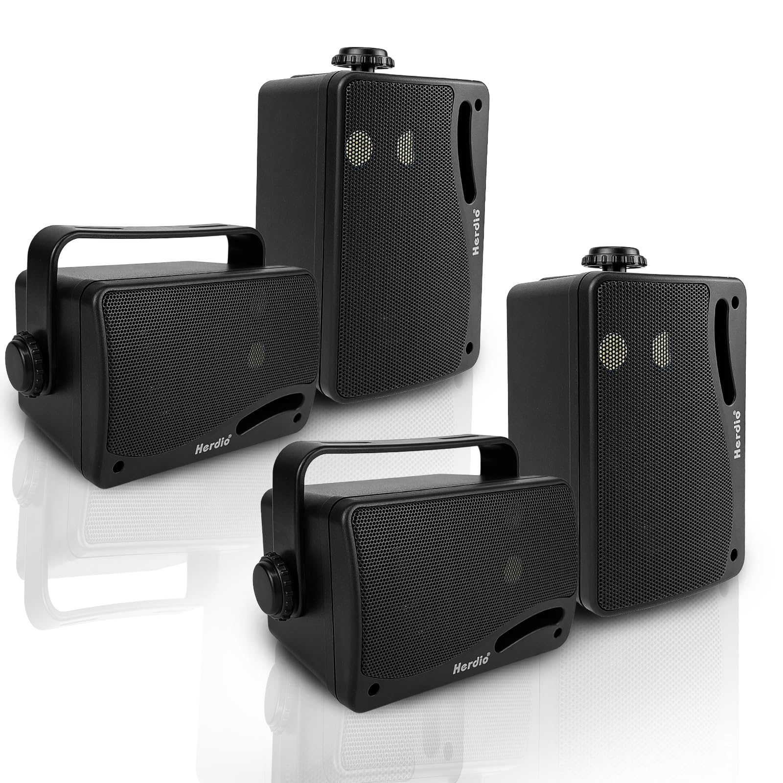 Herdio 3.5 Inch Passive Outdoor Speakers Wired Waterproof Wall Mount Speakers with 400W Superior Sound, All-Weather Durability, for Home Patio Garden