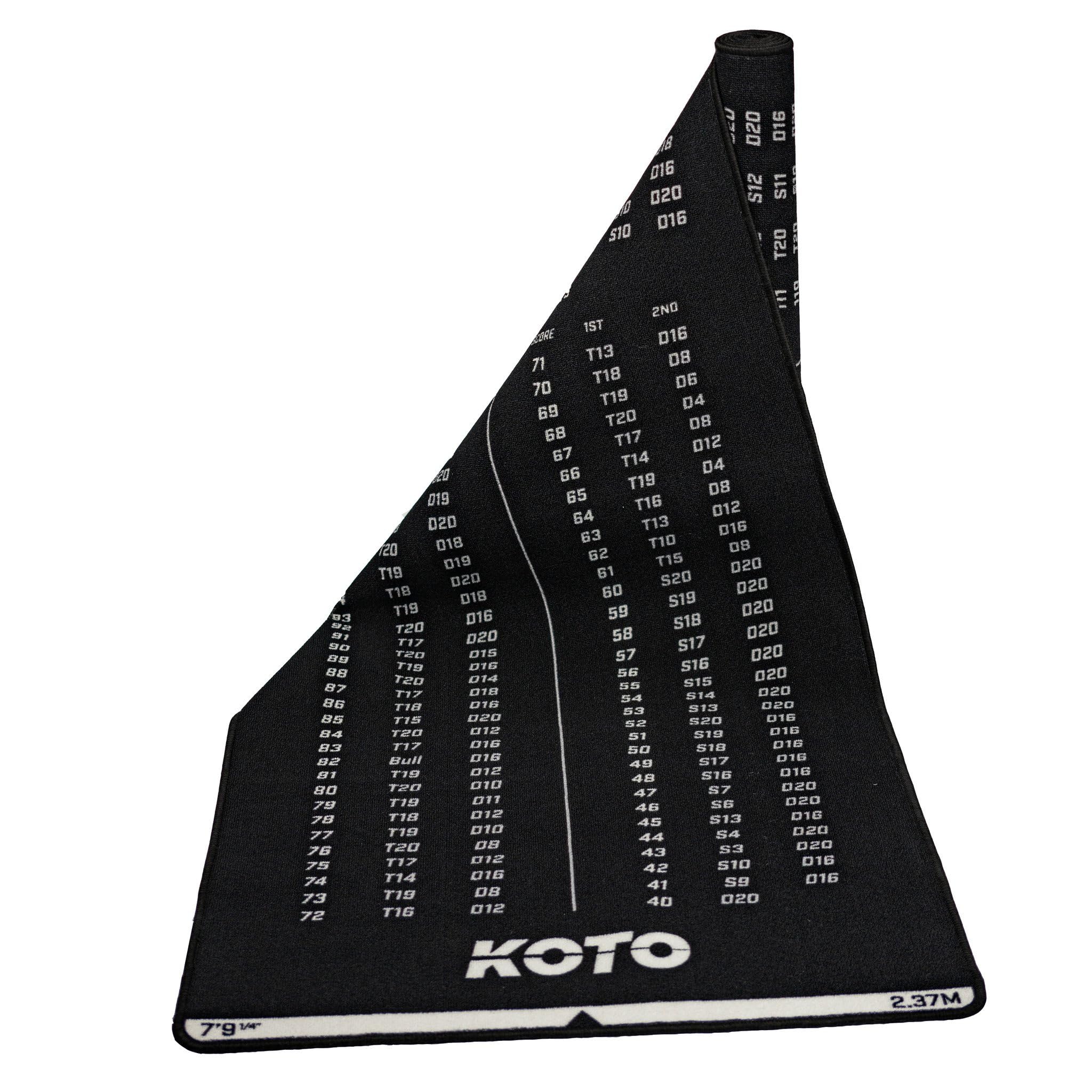 KOTO - Tappeto Checkout Nero 237 x 80cm, Indicatore Punteggio, Antiscivolo, Protegge Pavimento e Freccette