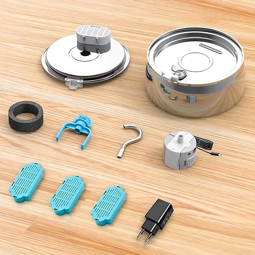 Miniatura 9 de FWMB Fuente de agua para gatos de acero inoxidable de 4.0L1.1 galones para beber, fuente de agua para mascotas para gatos en interiores, bomba ultra