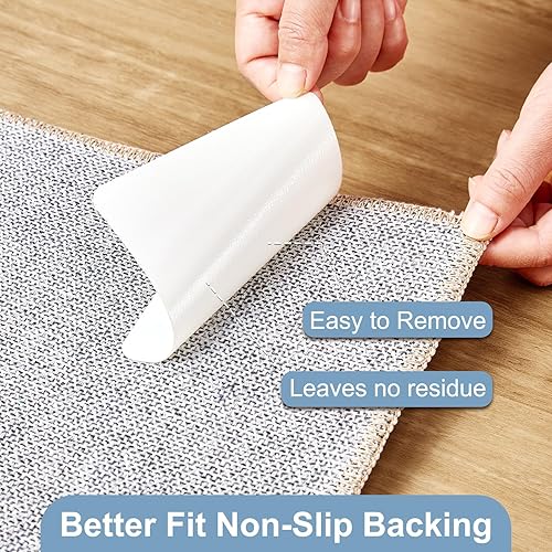 Miniatura 5 de kakania Cinta adhesiva para alfombras para suelos de madera dura, 12 unidades antideslizantes para alfombras de suelo de madera, calcomanías para