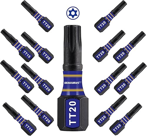 Miniatura 17 de Juego de brocas de destornillador magnético de impacto de seguridad T15 de 2 pulgadas, juego de brocas de potencia de cabeza Torx #15 de 51 piezas,