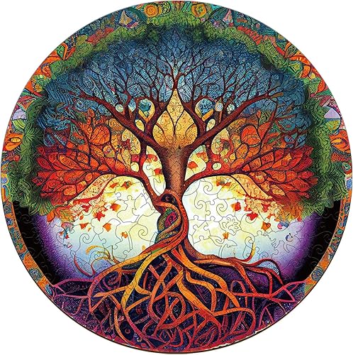 WOODBESTS Tree Life - Rompecabezas de madera para adultos (M, 200 piezas, 11.8 x 11.8 pulgadas), hermosa caja de madera, rompecabezas de madera con
