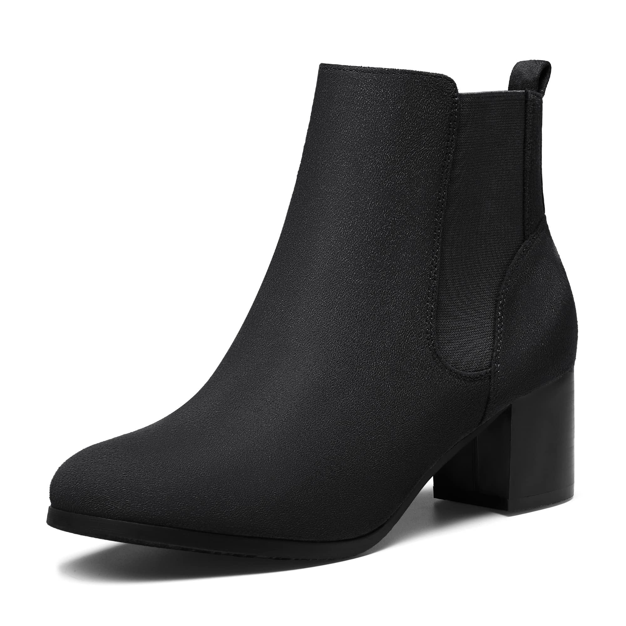 DREAM PAIRS Womens Elastic Gore Chelsea Boots Chunky Block Heel Ankle Bootie