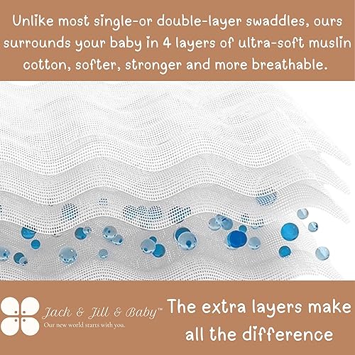 Miniatura 4 de Jack & Jill & Baby Manta de muselina de 4 capas, 100% algodón, suave, transpirable, 43 x 43 pulgadas, ligera, multiuso, ideal para envolver,