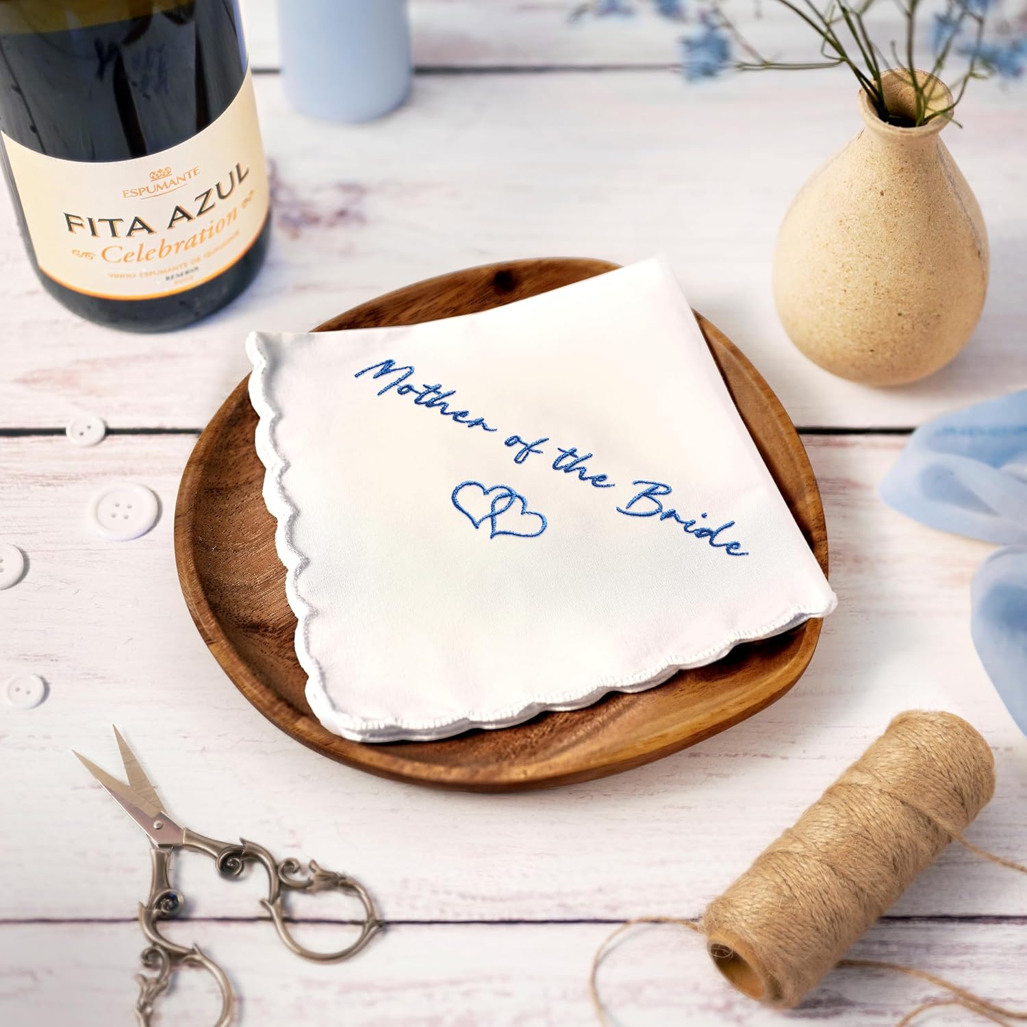 W&F GIFT Handkerchief - 12" x 12" - Something Blue for Bride on Wedding Day - Bridal Weddings Hankie - Image 3