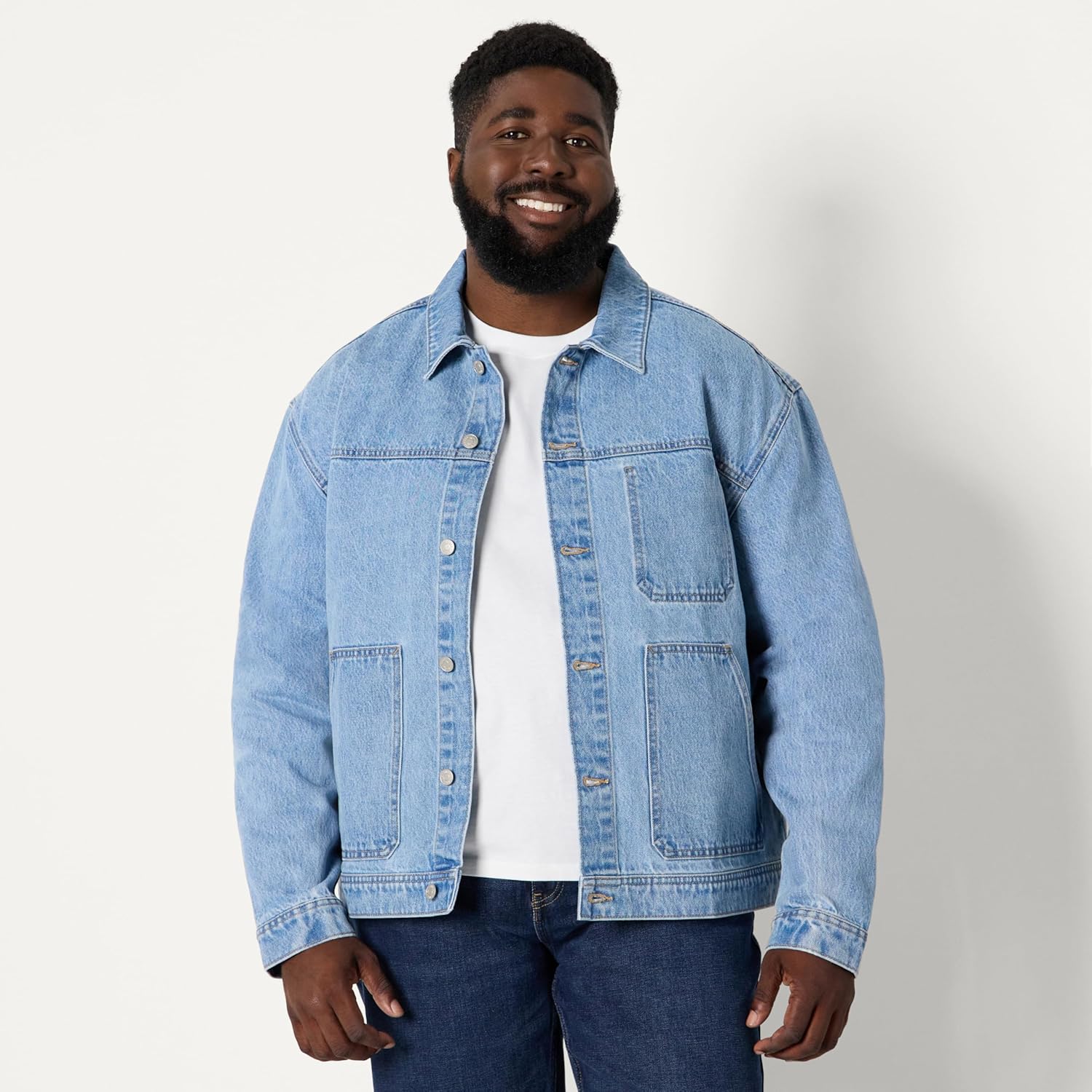 Amazon Essentials Men's Rigid Denim Relaxed-Fit Utility Jacket - Image 7