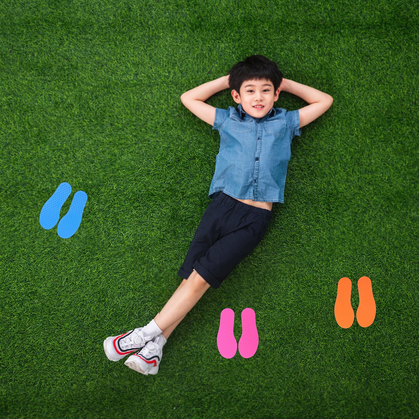 6 Paires de Marqueurs D’Entraînement de Football en Caoutchouc, Empreintes pour Tapis Sensoriels Garçon et Filles, Jeu Extérieur Portable
