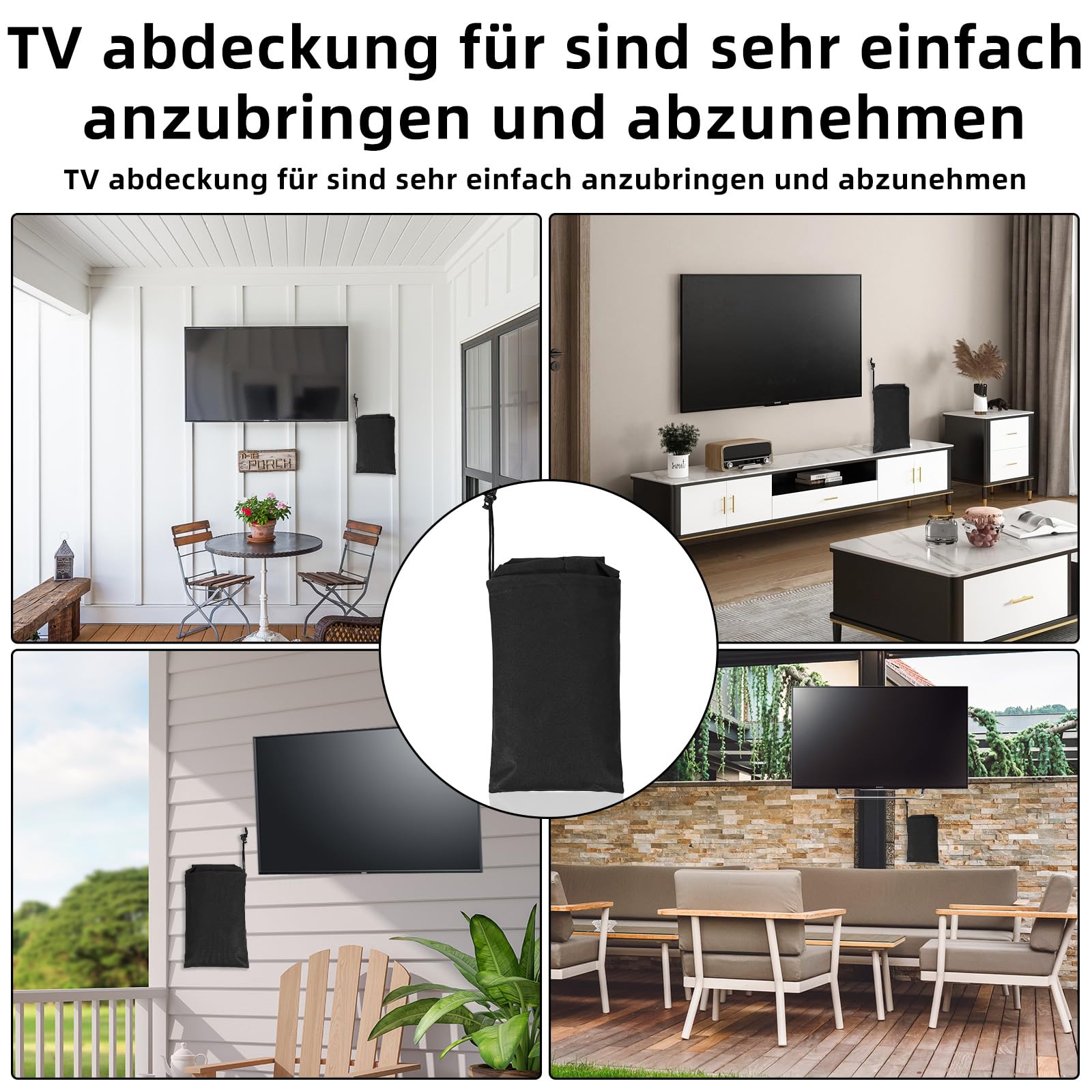 Funda para TV exterior de 55 – 58 pulgadas, protección contra el polvo de 600D Oxford PVC, revestimiento resistente, resistente al agua, resistente al polvo, protector de pantalla universal
