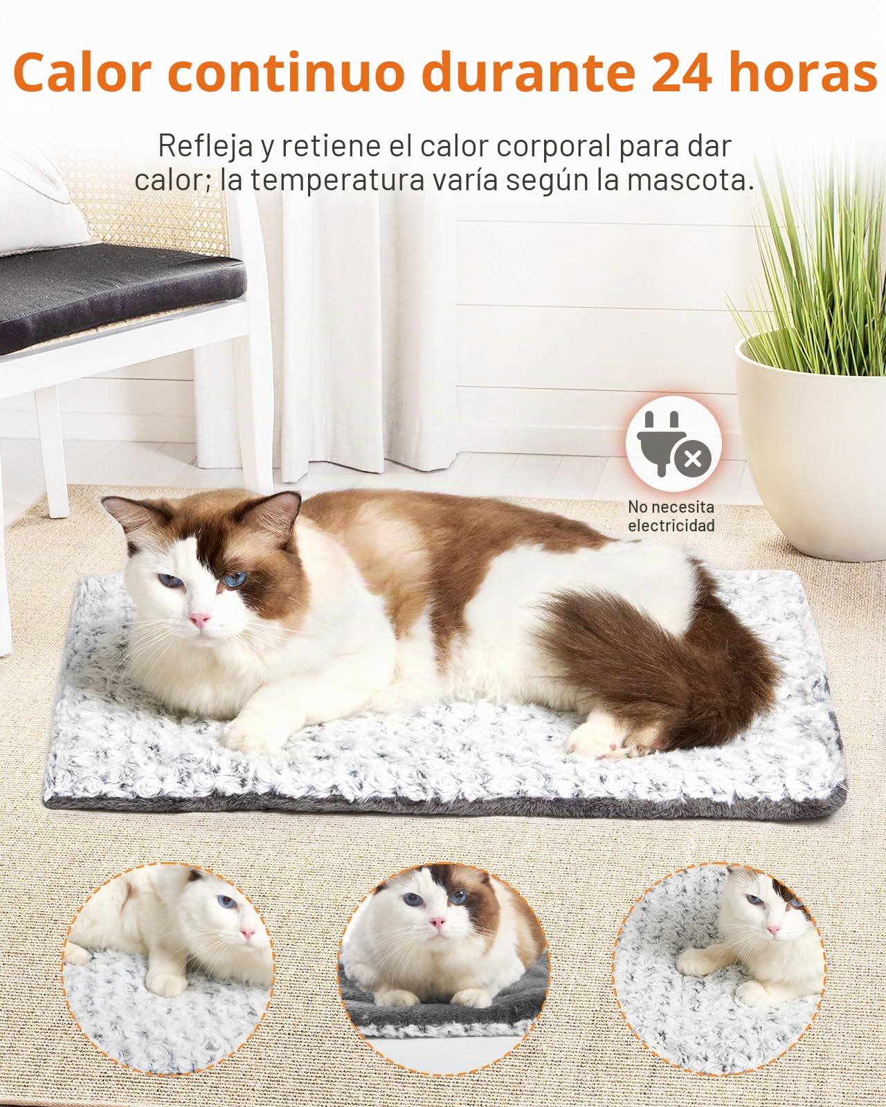 Papettly Manta Autocalentable para Gatos Perros, Manta Térmica para Gato 60x45cm Sin Electricidad, Almohadilla Térmica Mascotas para Cama o Jaula, Doble Cara de 5cm de Grosor, Lavable a Máquina(1Pcs)