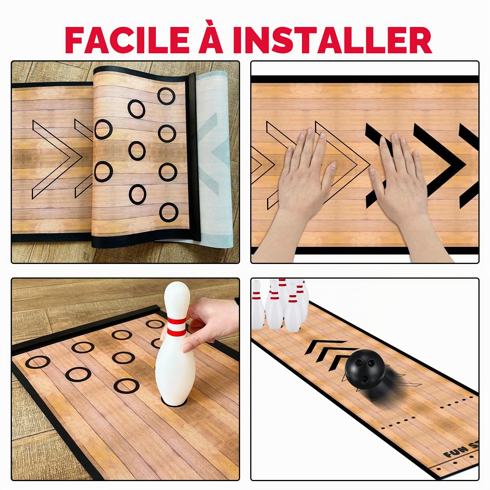 KEAGAN - Mini Set de Bowling, Jeux Complets de Bowling d'Intérieur et d'Extérieur, Set de Bowling pour la Maison, Set de Piste de Bowling avec Voie de Bowling, Quilles de Bowling et Boule, Set de Jeux
