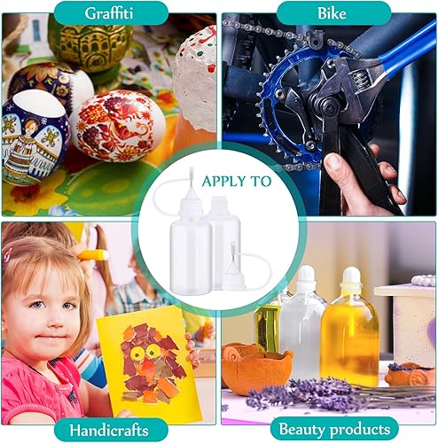 Miniatura 7 de Zhehao 100 botellas aplicadoras de pegamento con punta de aguja de precisión de 1.0 fl oz1 oz, botellas de pegamento translúcidas de punta estrecha,