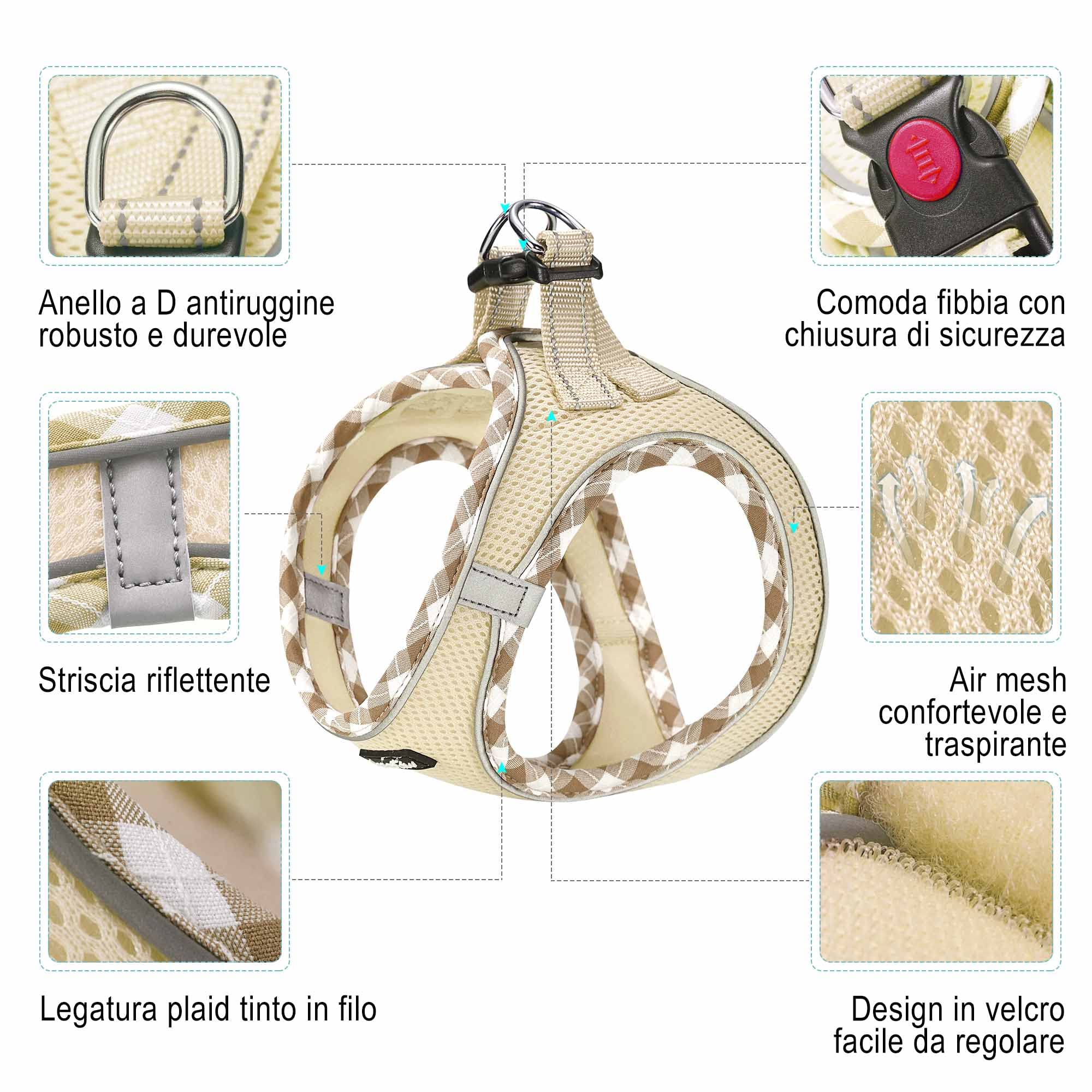 haapaw Pettorina per cani e guinzaglio, senza tirare, regolabile, riflettente Step-in, pettorina imbottita ispessita, per cani extra piccoli/piccoli e medi
