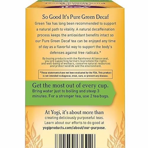 Vista 3 de Yogi Tea - Green Tea Pure Green Decaf (6 Pack) - Supports Vitality - 96 Tea Bags