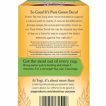 Yogi Tea - Green Tea Pure Green Decaf - Supports Vitality - 6 Pack, 96 Tea Bags Total