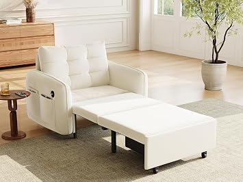3-in-1 Sleeper Chair Bed 80" Extra Long Pull Out Bed - 330lbs Support with USB & Storage Hub - Space-Saving Single Sofa Bed for Apartment Living Room