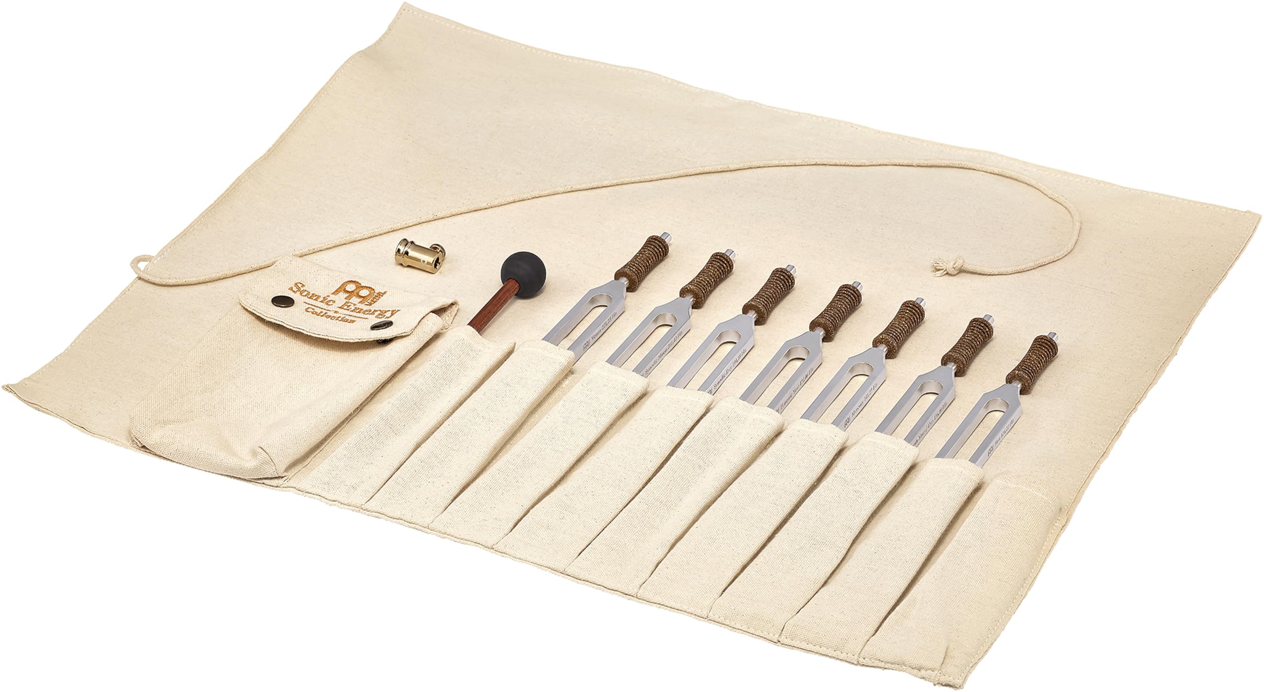 Therapy Tuning Fork 7 Piece Chakra Set with Rollup Bag, Mallet, Vibration Foot — MADE IN GERMANY — For Meditation, Sound Healing, Reiki Therapy