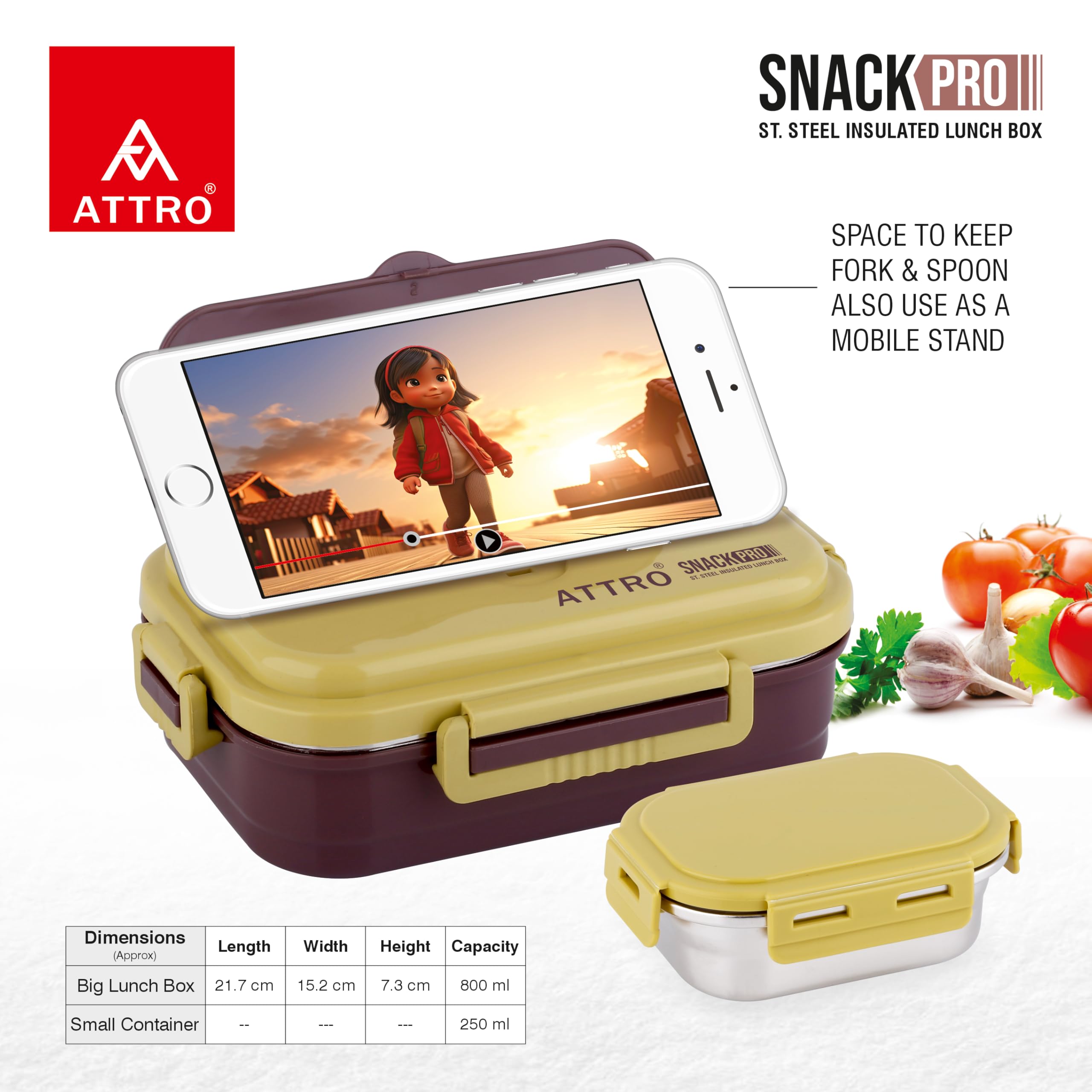 ATTRO SnackPro Lunch Box - Insulated & Leakproof -3