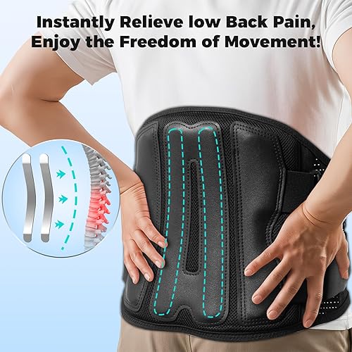 Miniatura 3 de Soporte de espalda para aliviar el dolor de espalda baja, cinturón de apoyo lumbar ajustable para hombres y mujeres, diseño de malla transpirable