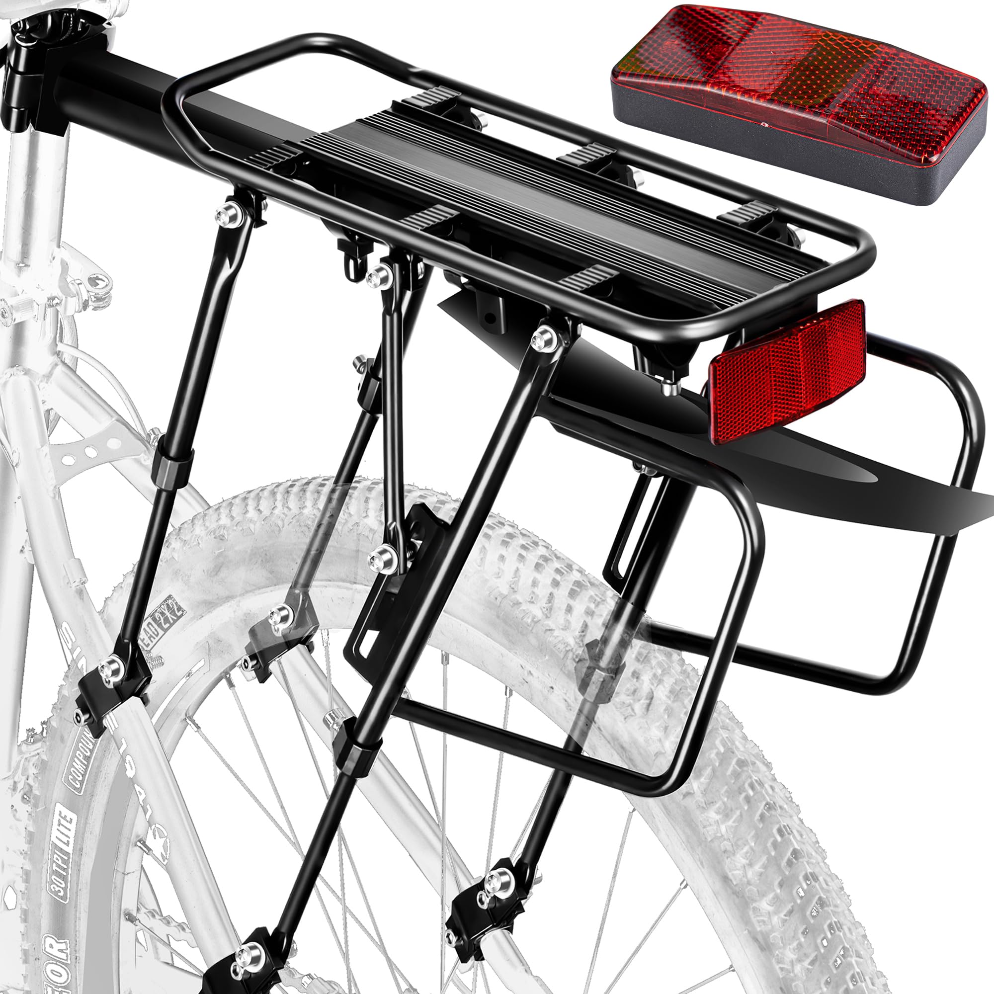 YONTUO Rear Bike Rack,310 LB Capacity Solid Bearings Bike Cargo Rack w/Fender & Large Size Reflective,Quick Release Mountain Road Bicycle Rear Racks,
