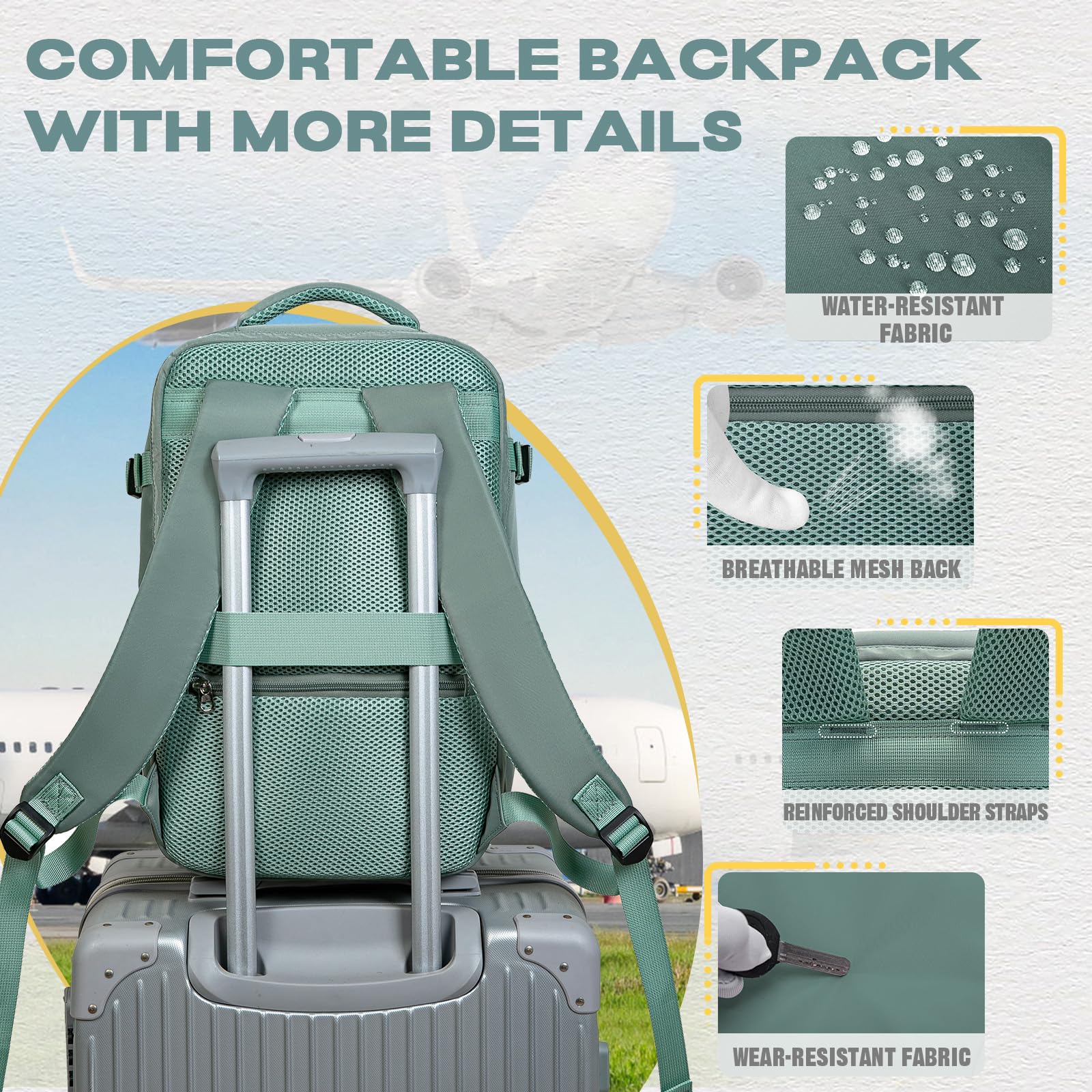 VMIKIV Mochila 40x30x20 Mochila Viaje Cabina Avion 40x20x25 para Ryanair Vueling Wizz Air Equipaje de Mano con Bolsillo Antirrobo Mochila Resistente al Agua con Compartimentos