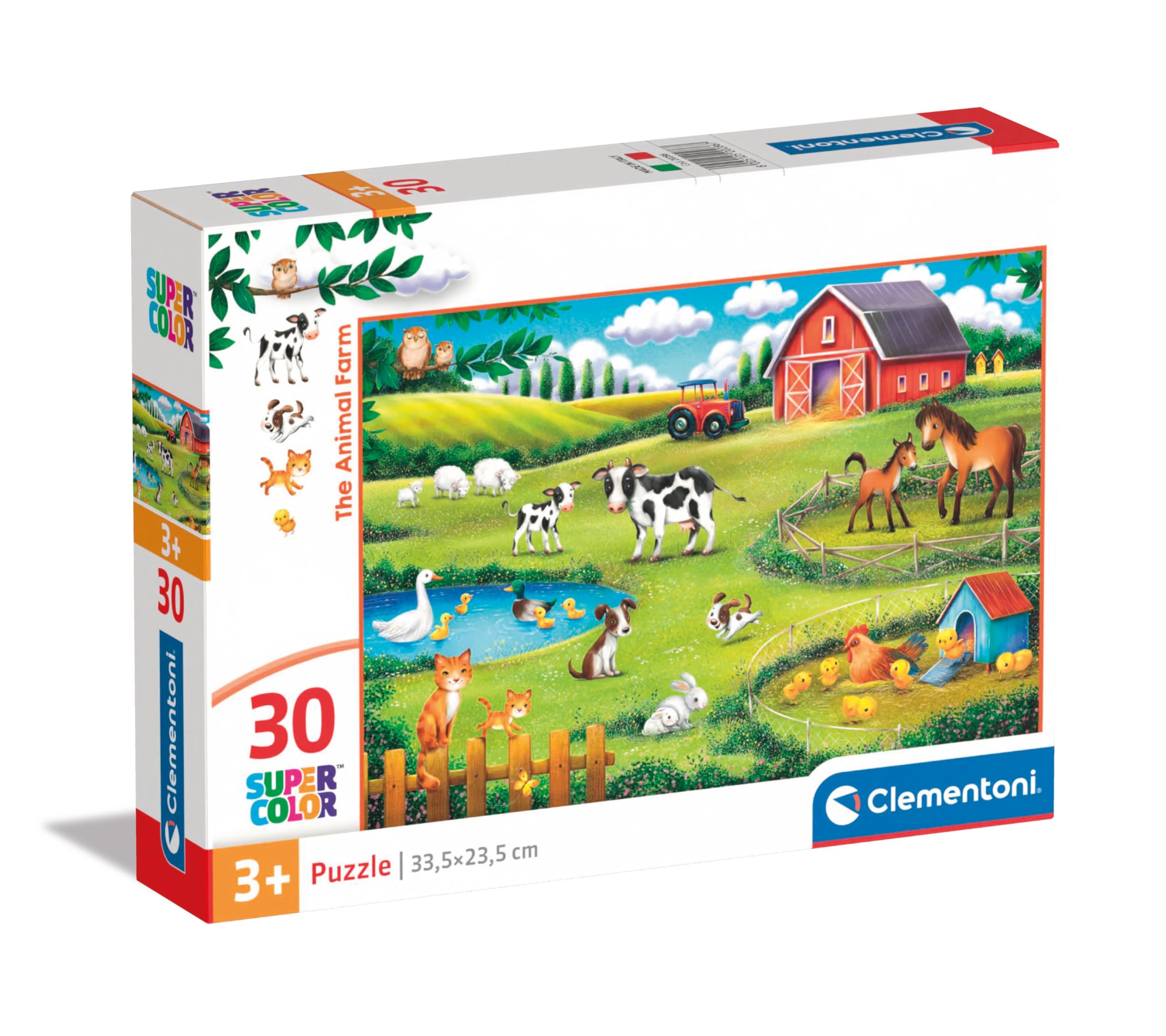 Clementoni Jigsaw Puzzle The Animal Farm 30 Pieces - Supercolor Puzzle For Children 3-5 Years, Cartoon, Gift For Boy/Girls, Puzzle For Kids, Made In Italy, 20286