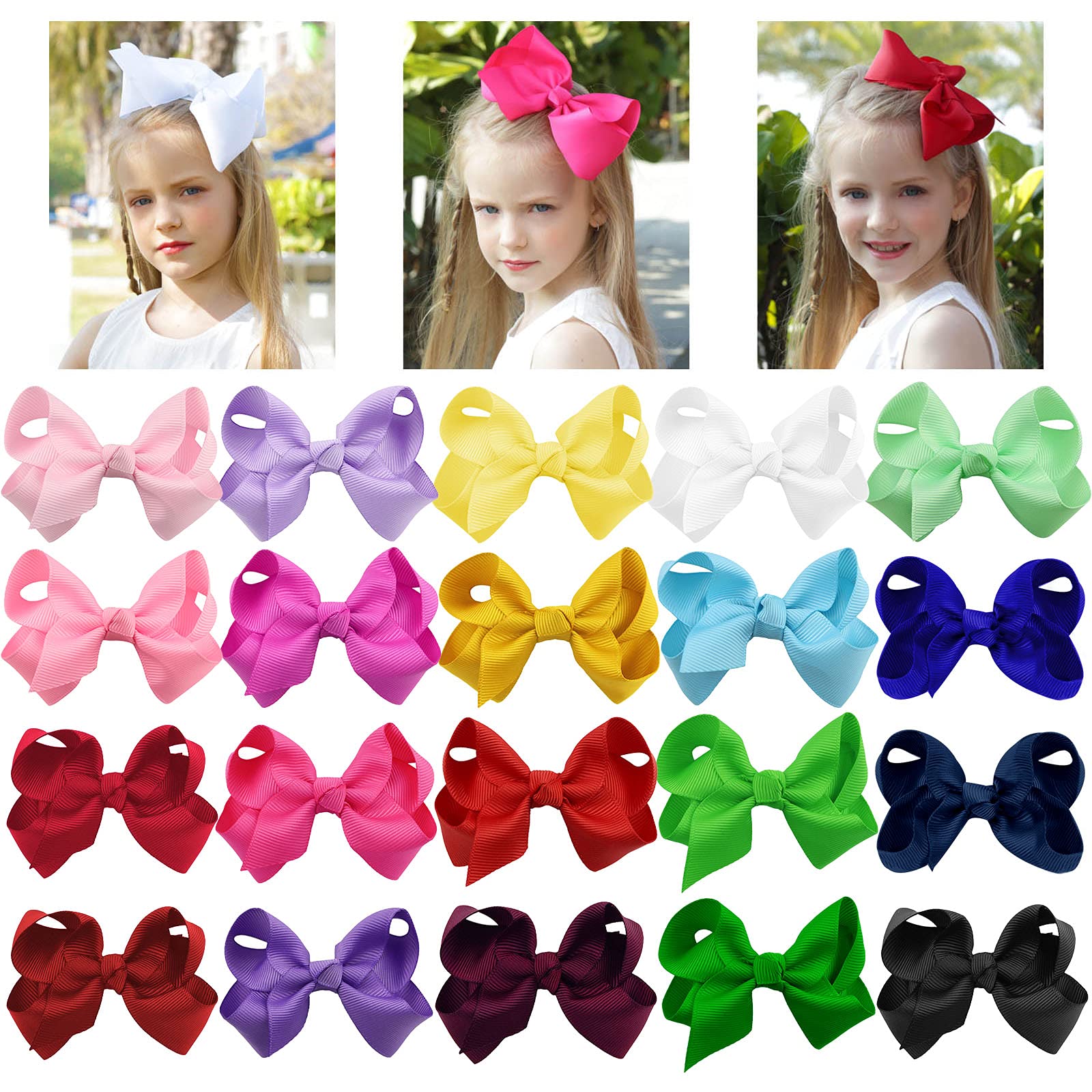 CN Baby Girls Hair Bow Boutique 6" Grosgrain Ribbon Hair Bows With Alligator Clips for Teens Baby Toddler Kids Pack of 15