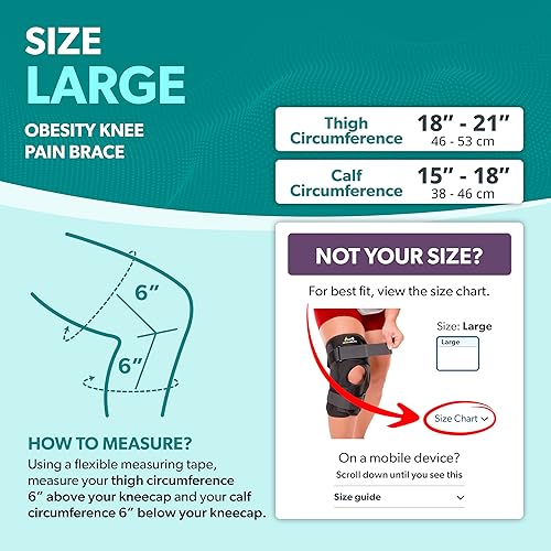 Miniatura 2 de BraceAbility Rodillera con bisagras para la obesidad, soporte envolvente de sobrepeso a talla grande para tratamiento de artritis para mujeres y