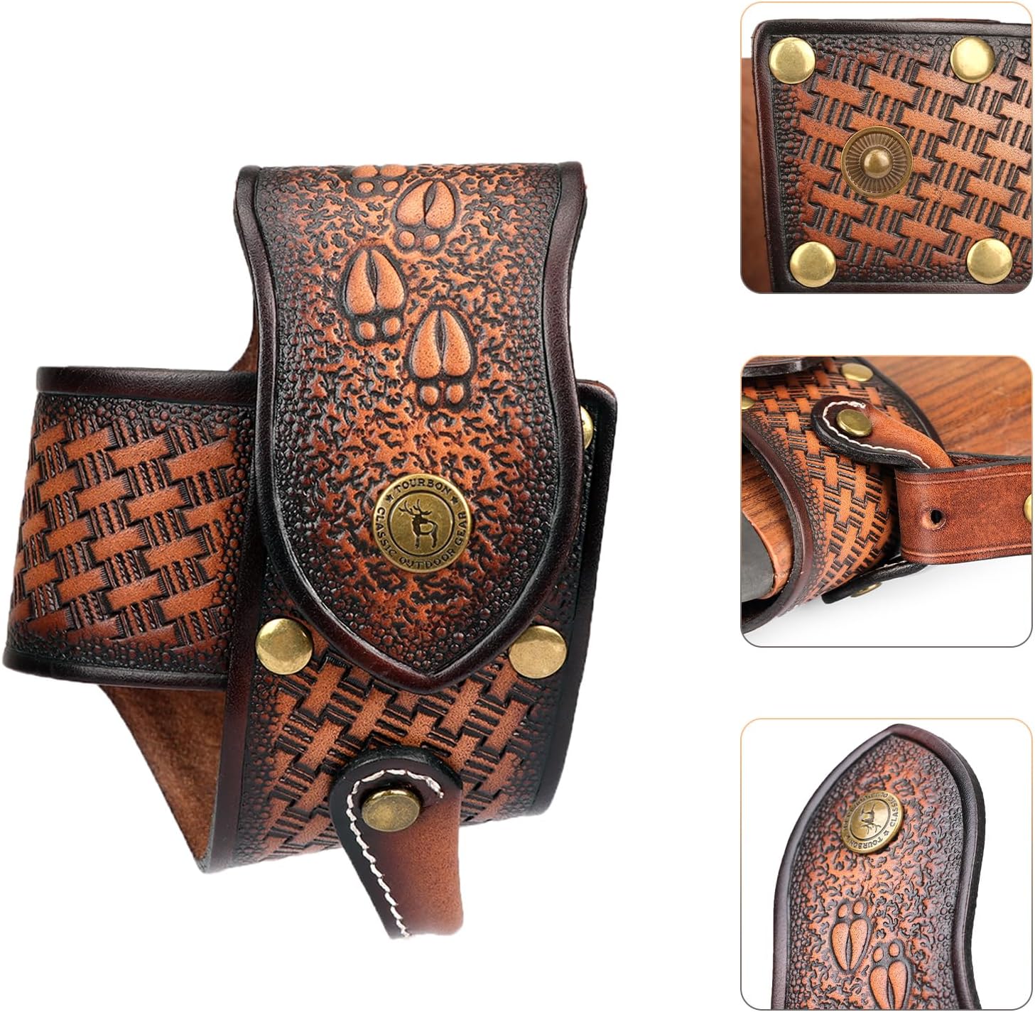 TOURBON Leather No Drill Buttstock Harnessed Rifle Gun Sling Adapter