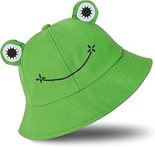 Fishing Hats Fishing Hat Foldable Cotton Fishing Hat Frog Sun Hat Bucket Hat Cute Frog Bucket Hat Summer Hat Frog Leisure Hat for Fishing Hiking Camping Outdoor, Green