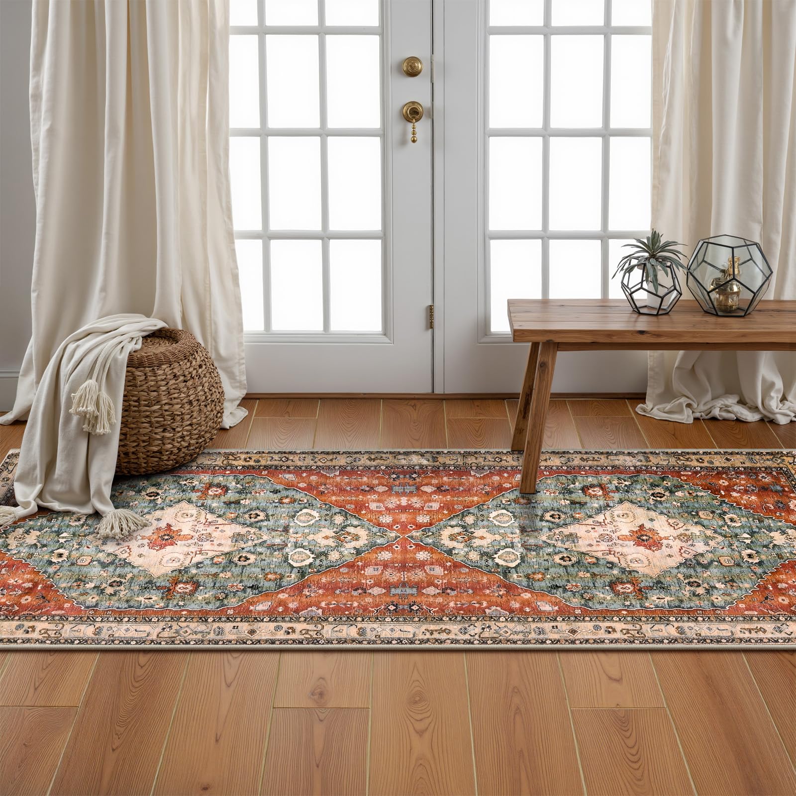 Lahome Washable Rugs 8x10 Pink Rugs for Bedroom Girls, Boho Tribal Nursery Living Room Area Rug, Vintage Large Soft Non Slip Indoor Carpet for Dorm Classroom Kids Room (8x10ft,Pink): 2' x 5' (Runner) Geometric Tribal