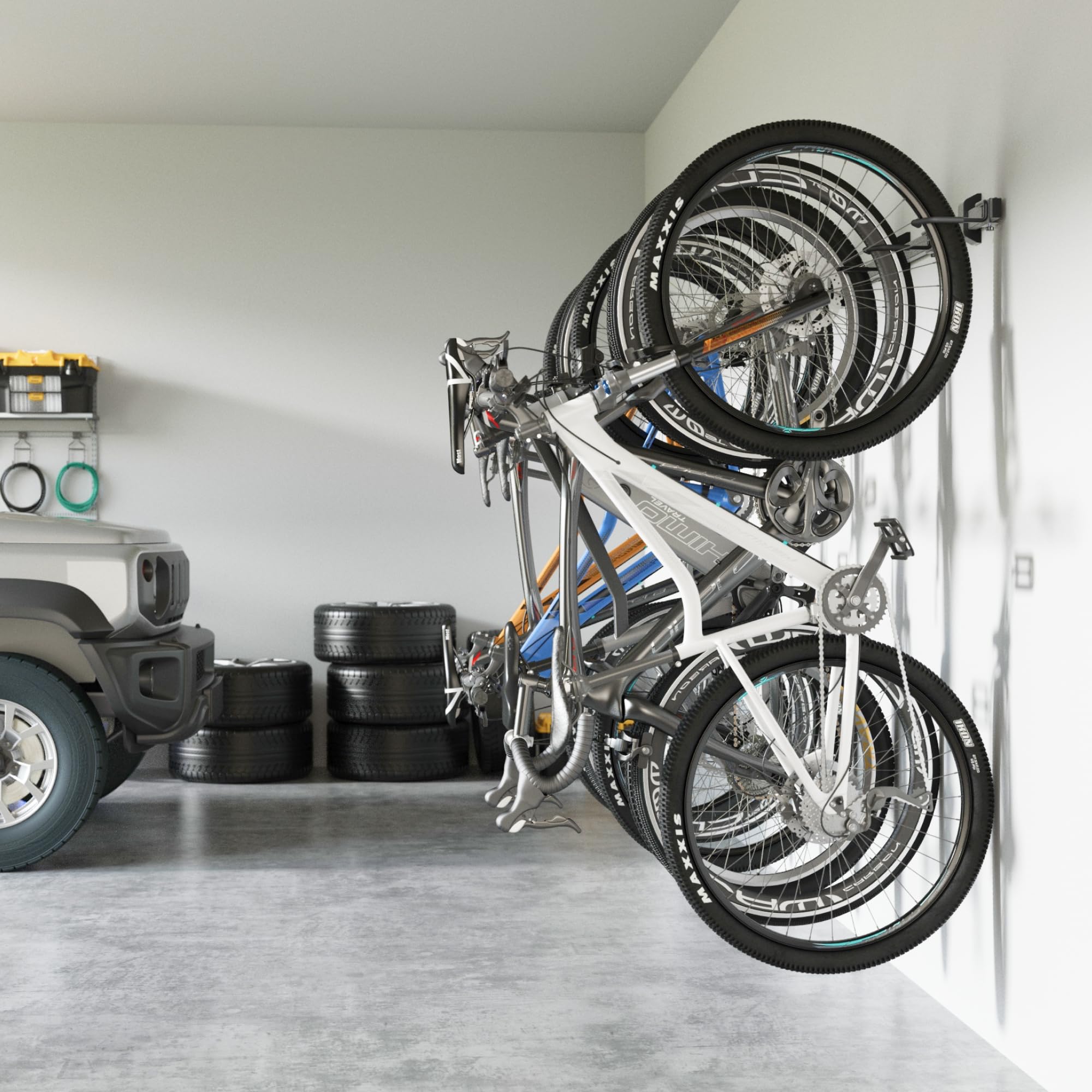 monTEK Enhanced Garage Bike Rack, Adjustable 6 Bike Hangers for Garage, Equipped with 78.5in Extended Rail to Accommodate Various Bicycle Sizes, Heavy-Duty Steel Bike Wall Mount, Max Capacity 330 lbs
