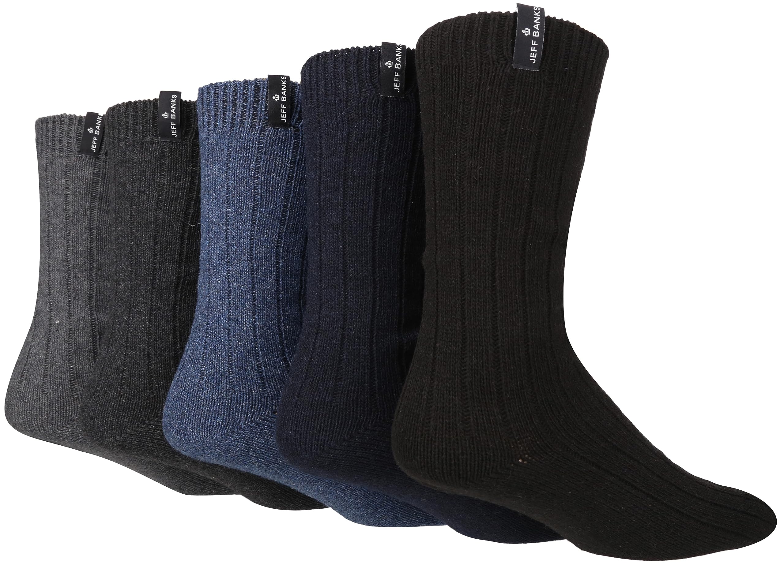 Jeff Banks Men's Black Recycled Polyester And Wool Boot Socks - 5 Pack