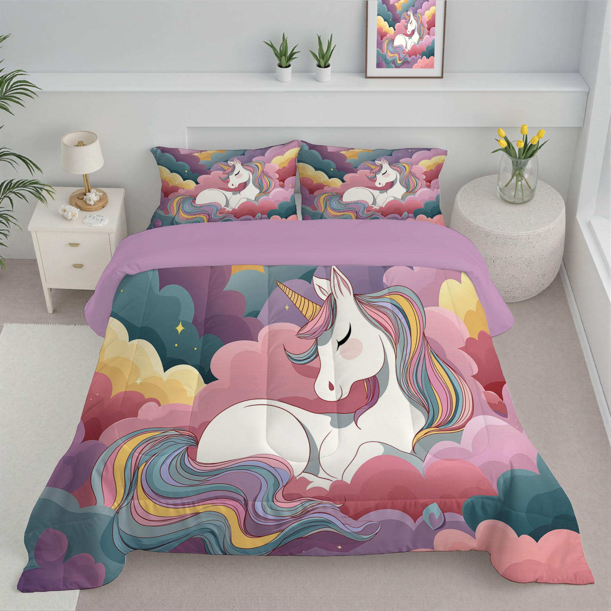 Juego de ropa de cama de pegaso contra el frío invernal para habitaciones dobles