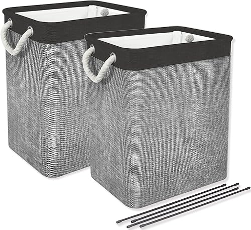 DYD Paquete de 2 cestas para la ropa sucia con asas y soportes, cesta pequeñagrande y alta para niños y niñas, plegable, forro integrado para