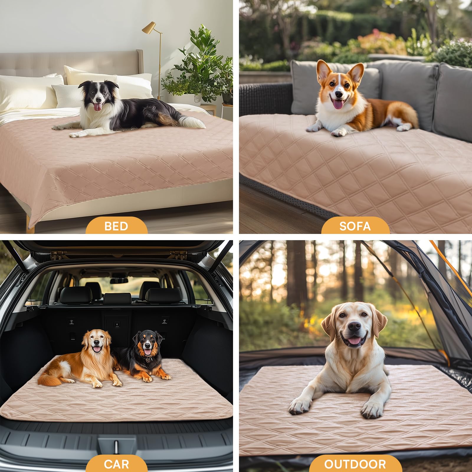 luciphia Copridivano per Cani Impermeabile, Coperta per Cani 100% Impermeabile con Punti Antiscivolo Tappetino Protezione per Mobili Bambini Cane Gatti Lavaggio in Lavatrice Beige kaki 173_x_208cm