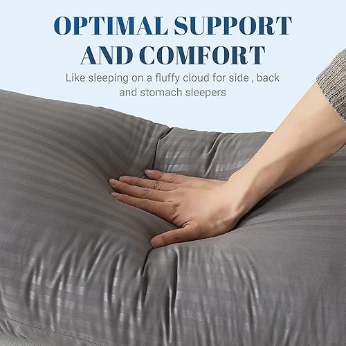 Miniatura 7 de Cosybay Relleno de almohada de cuerpo completo gris oscuro, almohada de cama larga y esponjosa para adultos, almohada firme y grande para personas