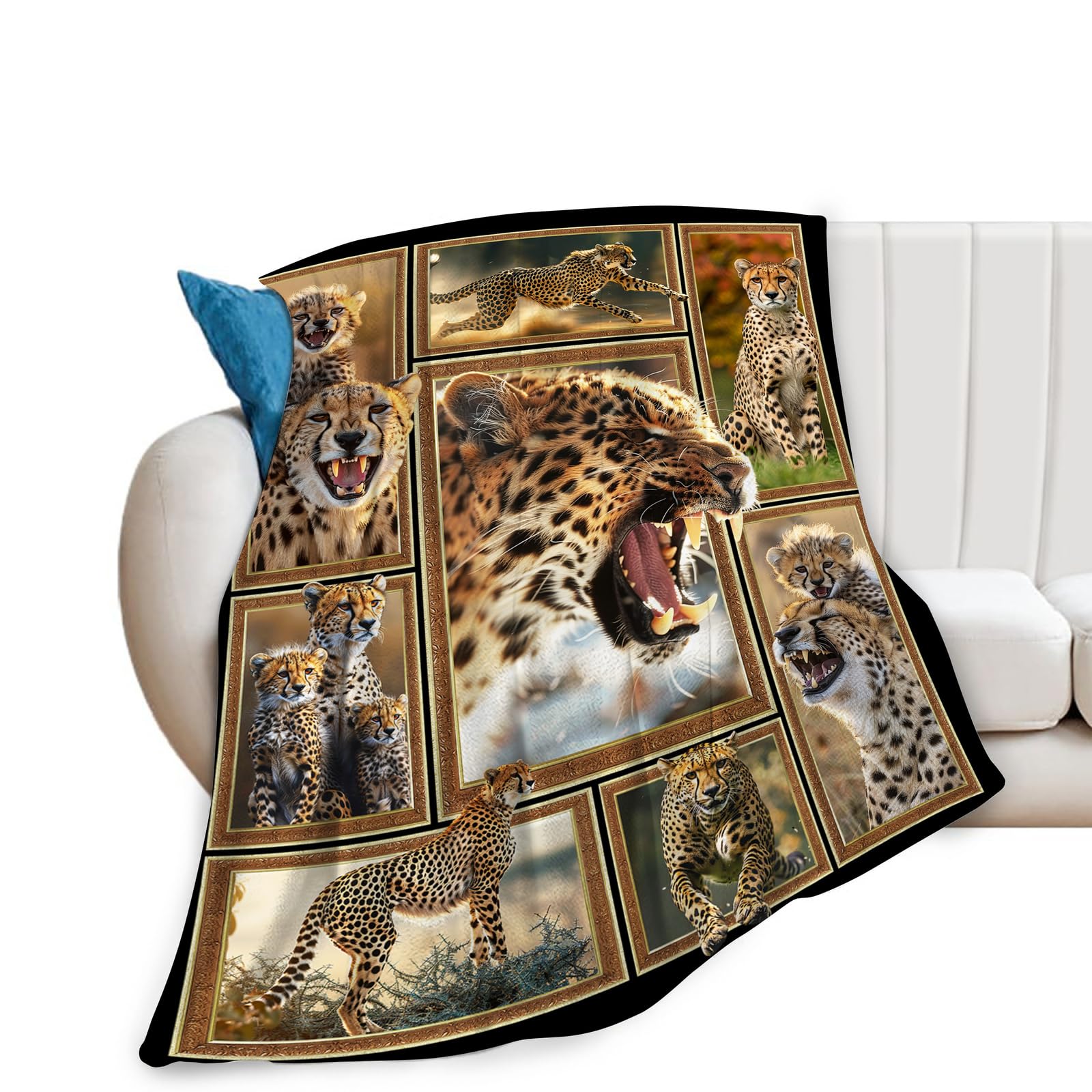 Leopard Blanket Cheetah Throw Blanket Cozy Plush Fleece Flannel Animal Blankets Lightweight Fuzzy Party Gifts for Girls Boys Women Men 50"X40"