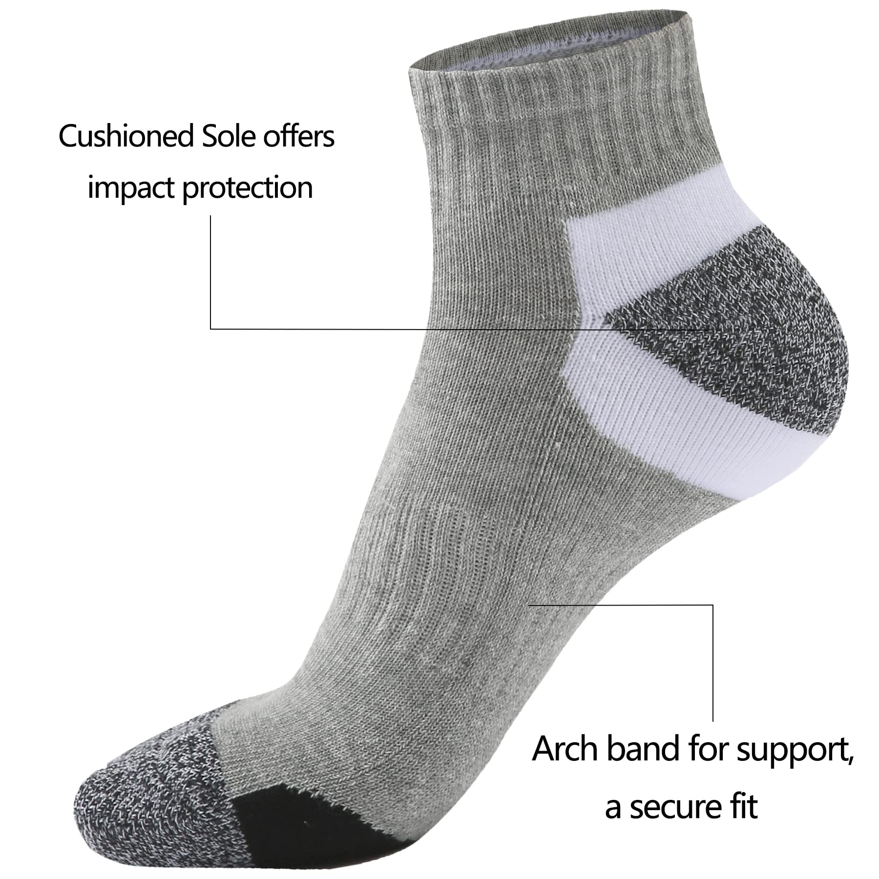 Hepsibah Damskie skarpety Athletic Ankle Socks Cotton Thick Cushion Low Cut Running Sport Tab Socks 6 Pack Color Mix 6 Pack Size US Shoe Size 6-11