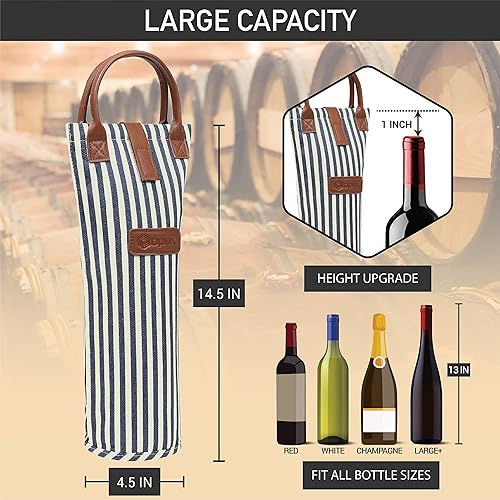 Miniatura 10 de opux Bolsa de vino individual para botella, bolsa térmica de viaje para regalo de picnic, playa, portátil, con relleno térmico, para mujeres,