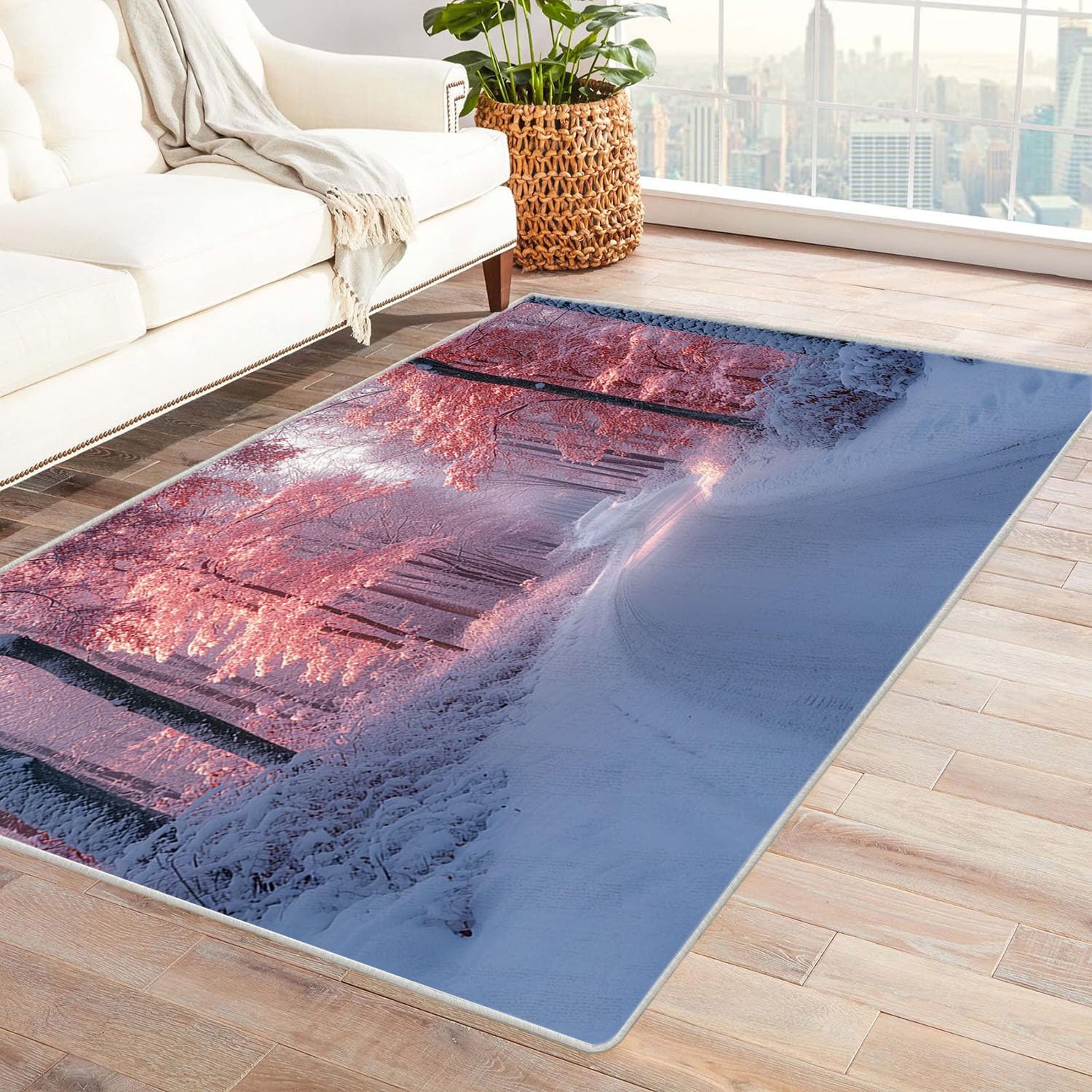 Tapis 3D salon lavable chambre carpette antidérapante rose