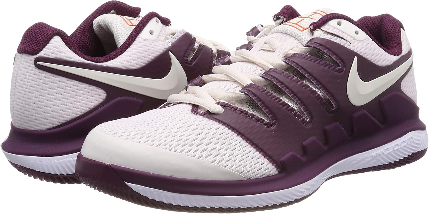 Nike Women's Air Zoom Vapor X Tennis Shoes 9 UK Multicoloured Burgundy Phantom White Orange Blaze 601